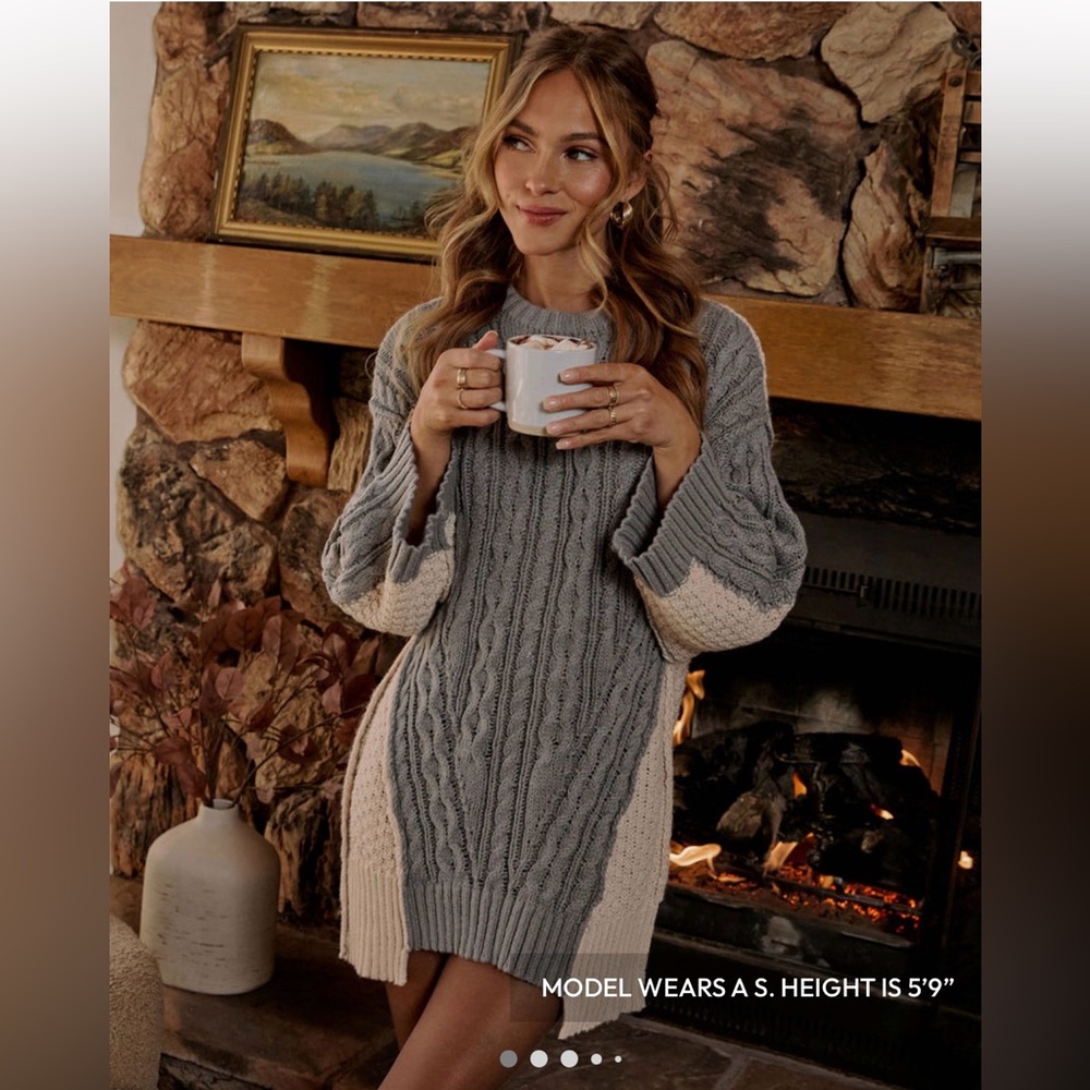 Vici Devina Cable Knit Colorblock Sweater Dress (Brand New Without Tags)
